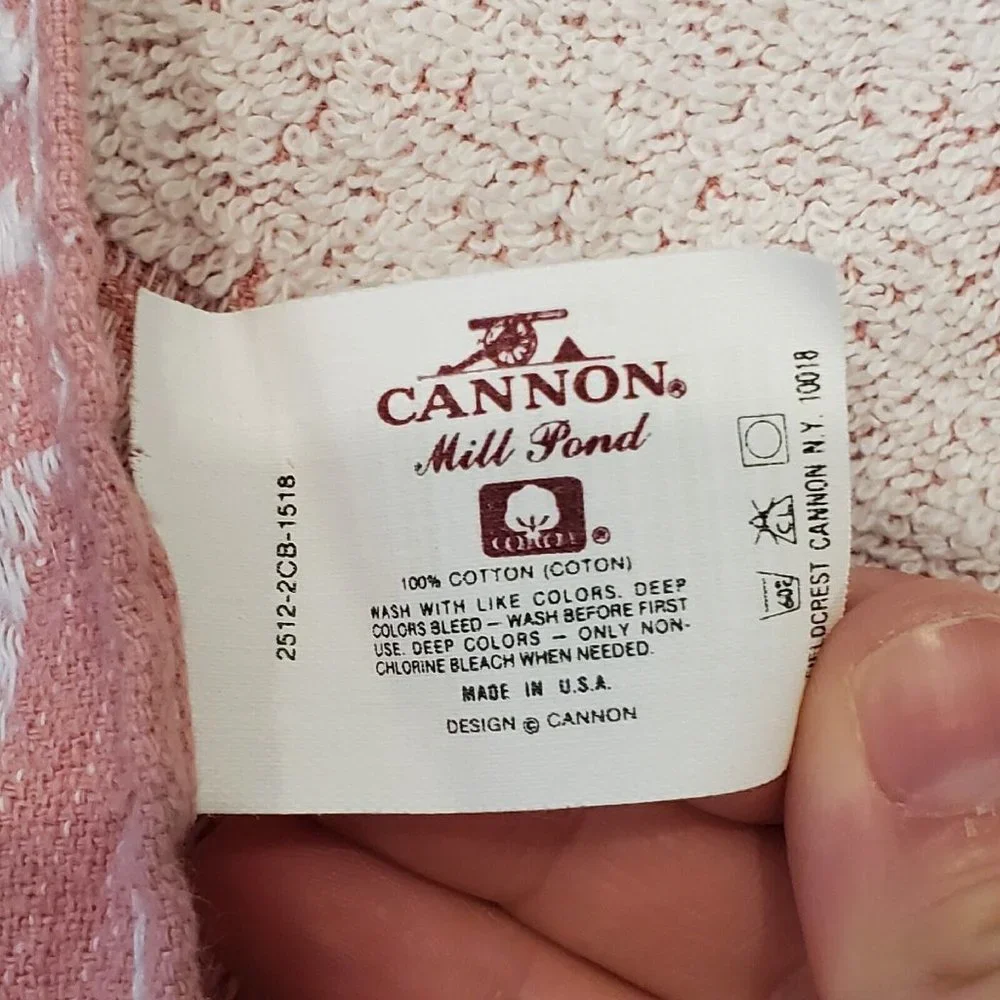 Vintage 80s Cannon Mill‎ Pond Pink Duck Towel Set 4 Pcs USA 2 Towels Wash Cloths